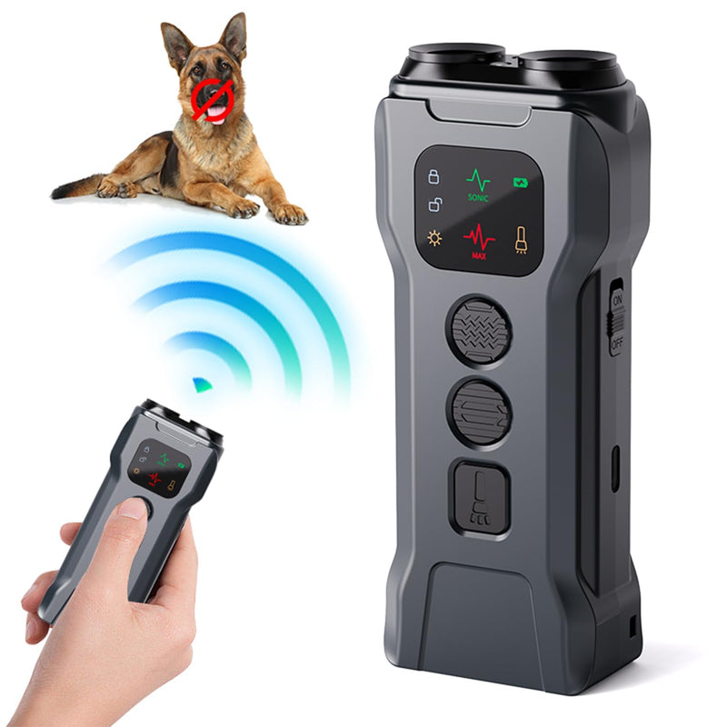 R9 Ultrasonic Dog Repellent Device with LED Flashlight, Dual Head Anti Barking Dog Deterrent, 15-30KHz Pet Training Device with 2 Modes for Walking & Outdoor Protection (Black) Black - PawsPlanet Australia