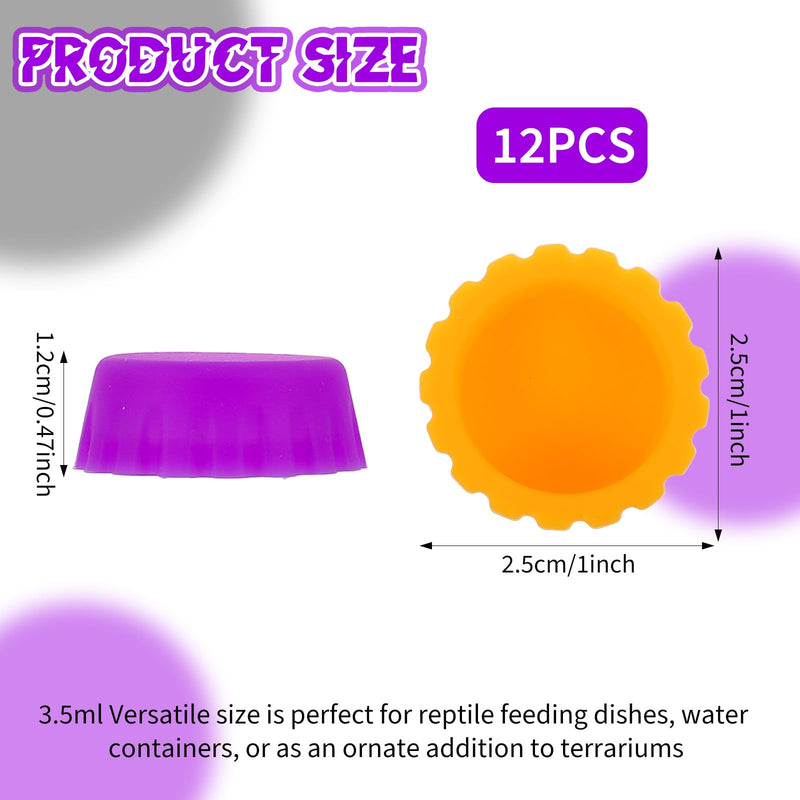 12PCS Gecko Food Cups, Plastic Crested Geckos Food Dish, Reptile Crested Silicone Bottle Caps, Mini Tray for Geckos Feeding Cups Easy to Clean - PawsPlanet Australia
