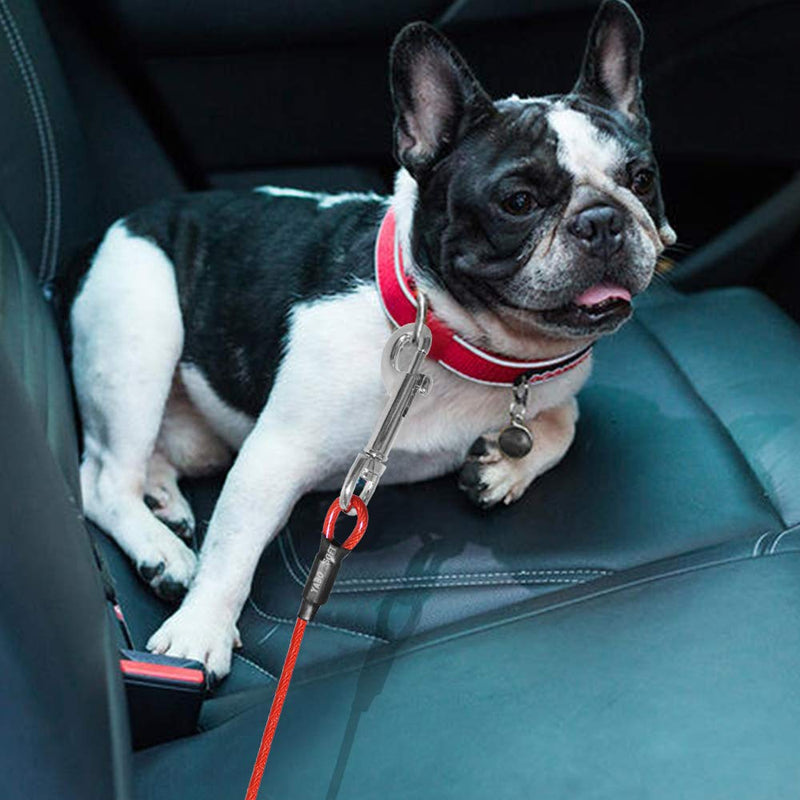 Sonku Dog Car Seat Belt Restraint, 2 Pcs Proof Steel Cable Safety Vehicle Belt Fit for Small,Medium,Large,and X-Large Dogs-Red - PawsPlanet Australia