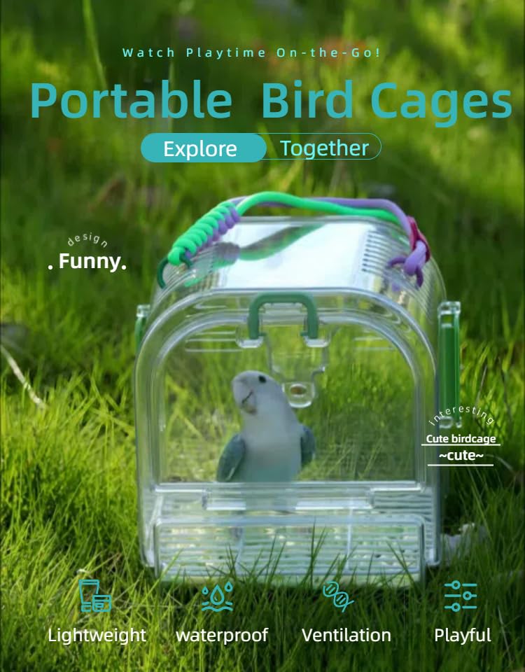 Portable Plastic Bird Cages Lightweight Waterproof Ventilated Travel Bird Cage for Pets Ideal for Outdoor Use Easy to Carry Bird Carrier Perfect for Small Birds and Budgies (Purple) Purple - PawsPlanet Australia