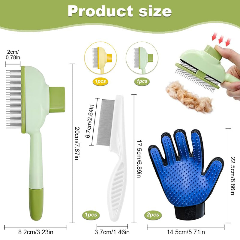 5PCS cat and dog hair removal flea comb set —long and short stainless steel comb teeth designed for removing pet hair and fleas and massaging pets. - PawsPlanet Australia