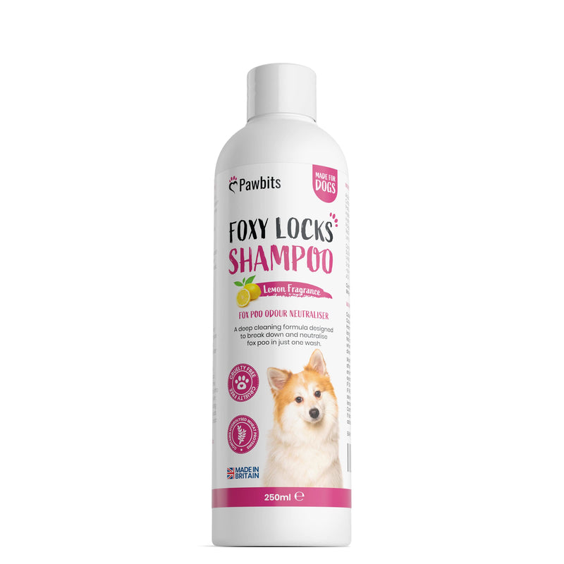 Pawbits Foxy Locks Dog Shampoo For Smelly Dogs to Help Remove Fox Poo 250ml – A Concentrated Lemon Scented Formula for Deep Cleaning, to Neutralise Strong Odours - PawsPlanet Australia