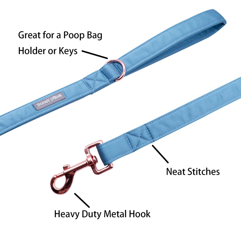 Lionet Paws Silk Dog Collar and Leash Set, Adjustable Comfortable Blue Dog Collar with Metal Buckle for Small Medium Large Dog Boy Girl Gift, Neck 13.5-22 Inches M - PawsPlanet Australia