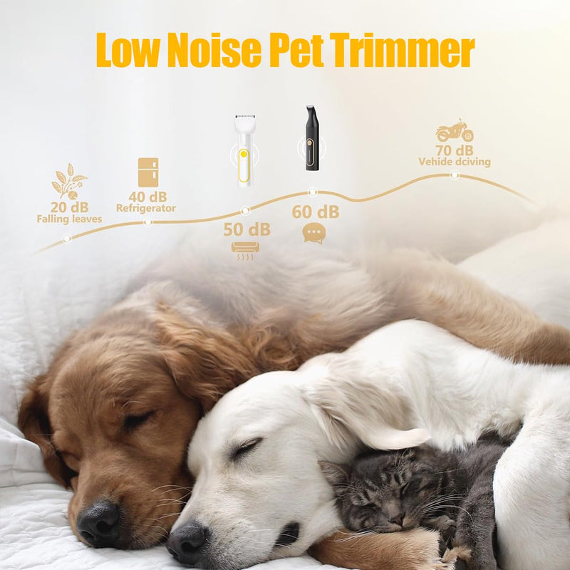 Dog Clippers Grooming Kit, 4-in-1 Low-Noise Dog Paw Trimmer, Shaver, Nail Trimmer and Nail Grinder 2025 New Electric Cordless Pet Grooming Kit White - PawsPlanet Australia