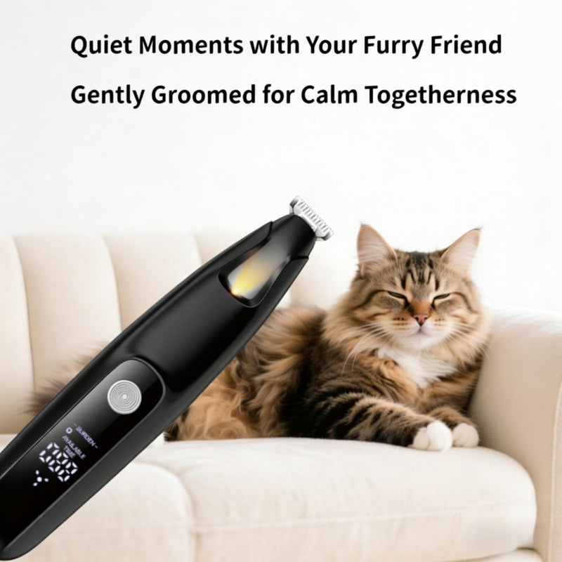 Ultra-Low Noise Dog Paw Trimmer,18mm Wide Blade Paw Groomer with LED Light,USB Rechargeable Paw Shaver with LED Display for Dogs and Cats Black 5002-bk