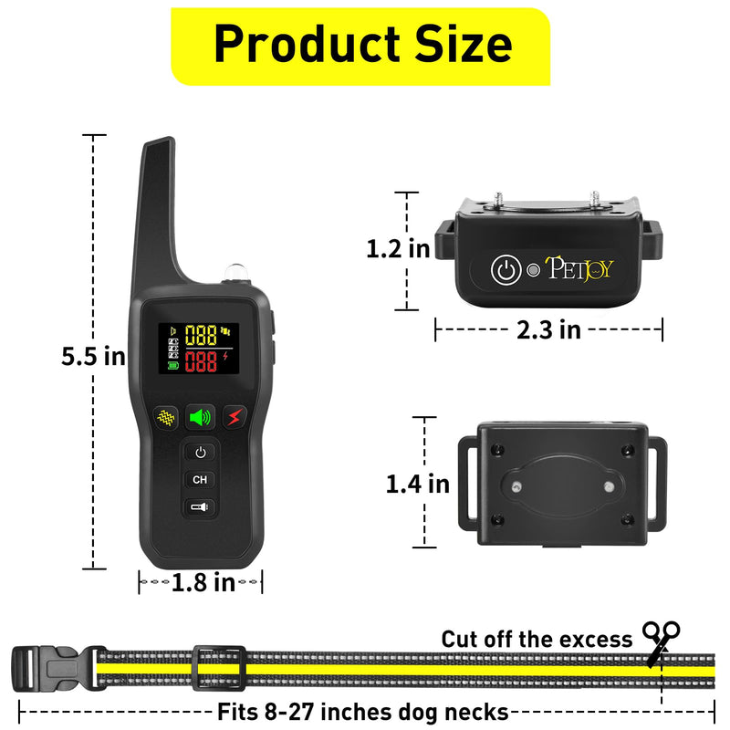 PetJoy Automatic Bark Collar for Dogs - Shock Collar with Remote and Auto Modes, Bark Training Combo - Level 1-5, 3300 Ft Range Collar 02 - PawsPlanet Australia