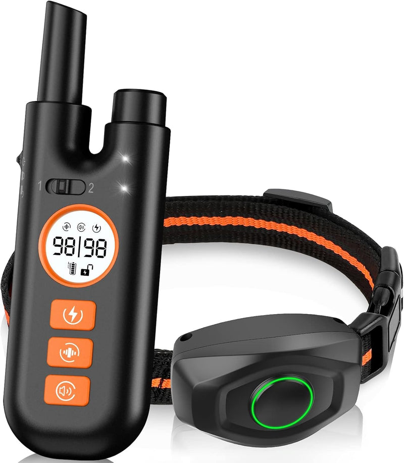 Dog Shock Collar for Dogs, Dog Training Collar with Remote Control Range 1300Ft, 3 Training Modes, Beep, Vibration, Shock, IPX7 Waterproof Rechargeable Electric Shock Collar - PawsPlanet Australia