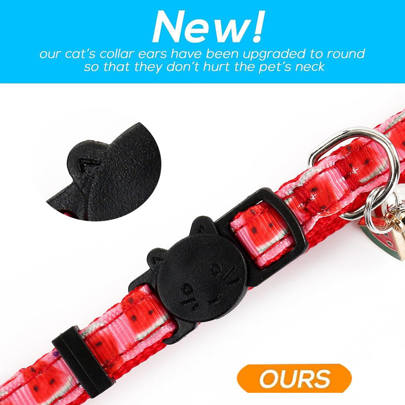 Breakaway Cat Collar with Bell, 4 Pack Safety Adjustable Cat Collars Set… fruit - PawsPlanet Australia