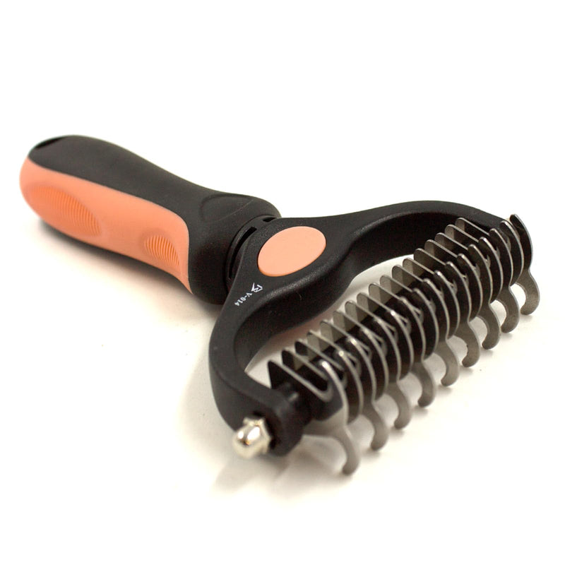 BeautyTrack Pet Dematting Comb Set, Dual-Sided Grooming Rake for Dogs and Cats, Professional Deshedding Tool with Stainless Steel Teeth, Pet Grooming Rake and Brushes for Small & Medium (Melon, L) Melon - PawsPlanet Australia