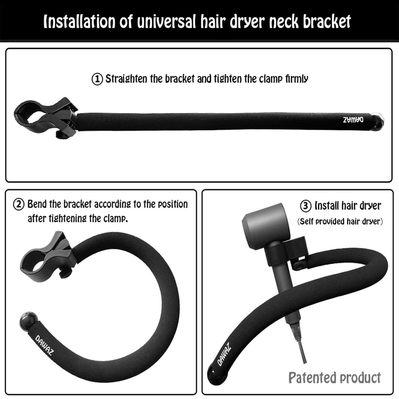 DAWAZ pet Grooming Dog Hair Dryer Water Blowing Machine Neck Hanging Bracket Universal Adjustment Free Your Hands (D3), BLACK D3 - PawsPlanet Australia