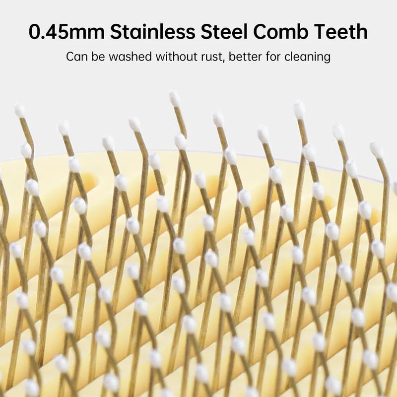 Pet Hair Brush with Release Button, Self Cleaning Cat Brush Pet Comb for Shedding Pet Hair Brush for Grooming Long and Short Hair Cats Dogs - Yellow - PawsPlanet Australia