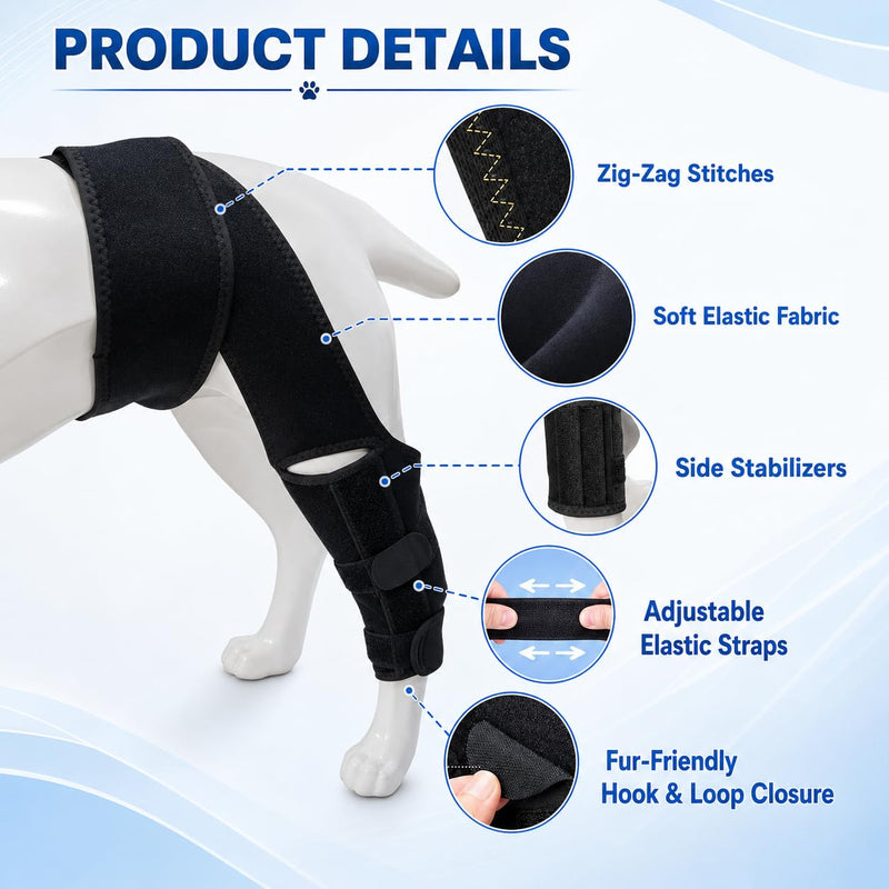 Dog Elbow Protector Pads, Canine Leg Brace with Adjustable Straps, Soft Support Wrap for Front Hind Limbs, Anti Slip Sleeve for Elbow Shoulder Knee (S)