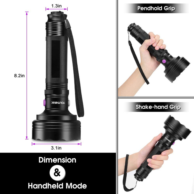 Oumefar 2 in 1 Powerful Flashlight Flashlight Torch Hand-held Detector with Sunglasses Goggles Detector Tool for Pets Urine