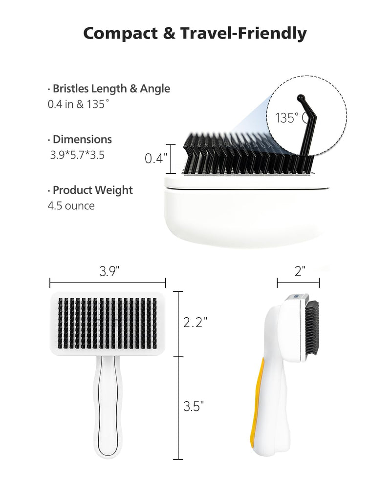 PETHROOM Self-Cleaning Slicker Brush for Dogs & Cats – Gentle Grooming & Deshedding Tool, Removes Mats & Tangles, Skin-Friendly Coated Tips, One-Touch Hair Removal Button - PawsPlanet Australia