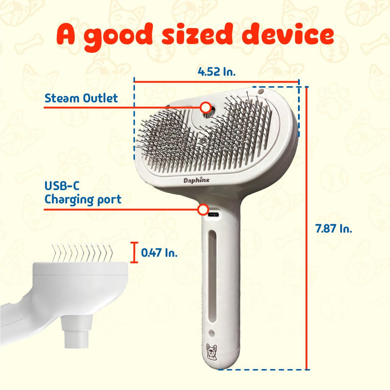 cat steam brush, misty defur comb, steamer hair brushes for indoor cats and other pets (Dogs, rabbit), groomer for shedding, massage, self-cleaning, anti-static, rechargeable grooming tool - PawsPlanet Australia