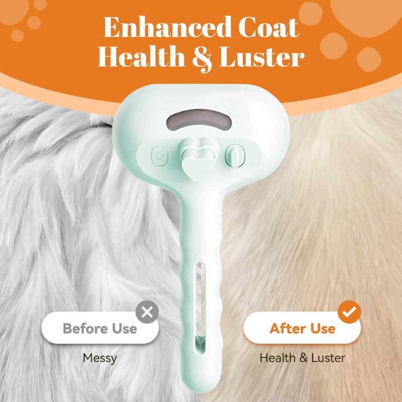 Cat Steam Brush, 3 in 1 Pet Spray Hair Removal Comb for Shedding & Grooming, Pet Grooming Brush with Spray, One-Click Release Button and Tank, Spritz Defur Comb for Cats Dogs, Effective(White) White - PawsPlanet Australia
