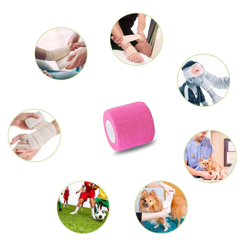 GSHLLO 9 Rolls 5cm x 4.5m Self Adherent Wrap Bandage Breathable Elastic Bandage Tape Pet Vet Adhesive Bandage Athletic Sticky Bandage Non Woven Stretch Bandage for Finger Wrist Dark Blue
