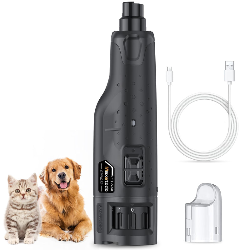 Rechargeable Dog Nail Grinder with 2 LED Lights Quiet 6 Speed Electric Nail Trimmer,Dust Cap,and 3 Grinding Ports for Large,Medium Small Dogs - PawsPlanet Australia