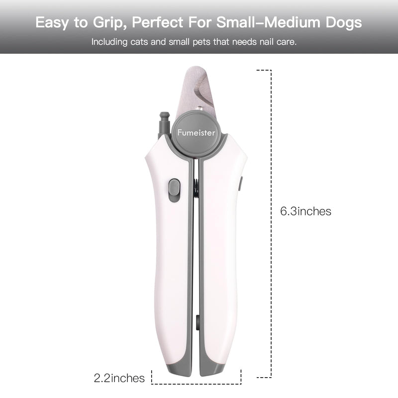 Type-C Rechargeable Dog & Cat Nail Clippers - LED Pet Nail Trimmer with Built-in Nail File, Extra Sharp Blades for Small & Medium Dogs, Indoor Cats (White-Gray) White-gray - PawsPlanet Australia