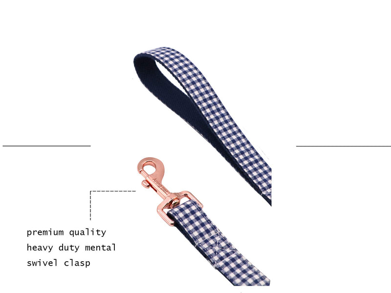 ARING PET Dog Leash, Navy Plaid Cotton Webbing Strong Handmade Walking Leashes for Small Medium Large Dogs-XS XS - PawsPlanet Australia