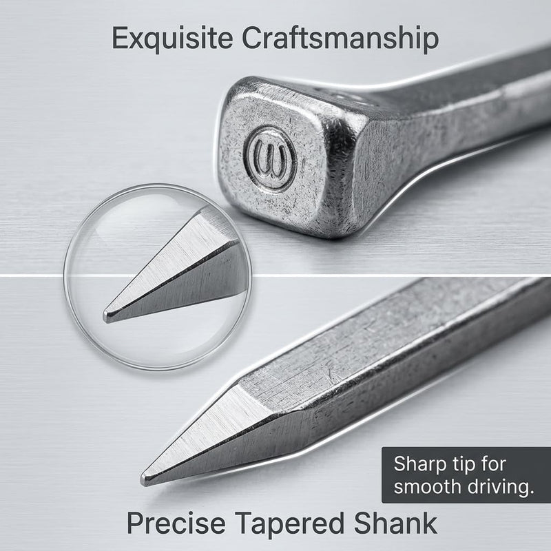 E6 Horseshoe Nails, 60 Pcs - 2.1 Inch Galvanized & Polished Steel Farrier Nails, Sharp Bevel Tip for Precision Driving, Resists Bending, Firm Hold, for Secure Shoeing