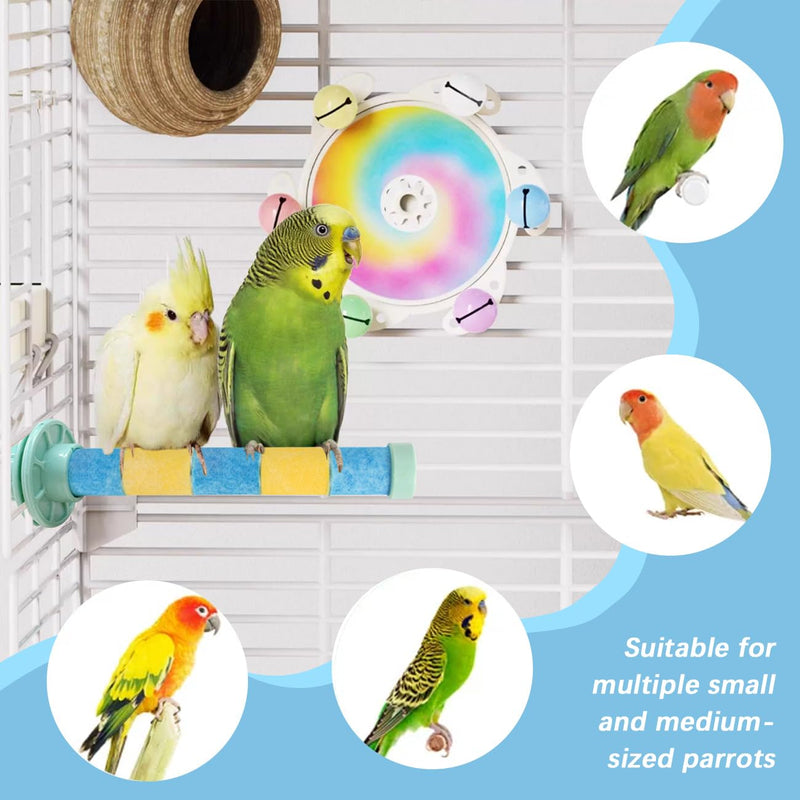 La La Pet Spinning Parrot Wheel with Bells 360°Rotating Parakeet Roller Toy Rough-Surfaced Perch Stand Bird Enrichment Toys for Macaw Budgies Cockatiels Lovebirds Conures - PawsPlanet Australia