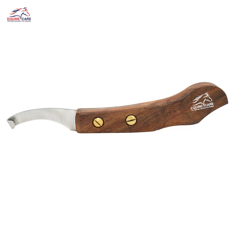 Equine Care Right-Handed Hoof Knife – Ultra-Sharp J2 Steel Blade | Professional Farrier Hoof Knife & Horse Hoof Trimmer | Ergonomic Wooden Handle for Horses & Livestock Hoof Care Right Handed