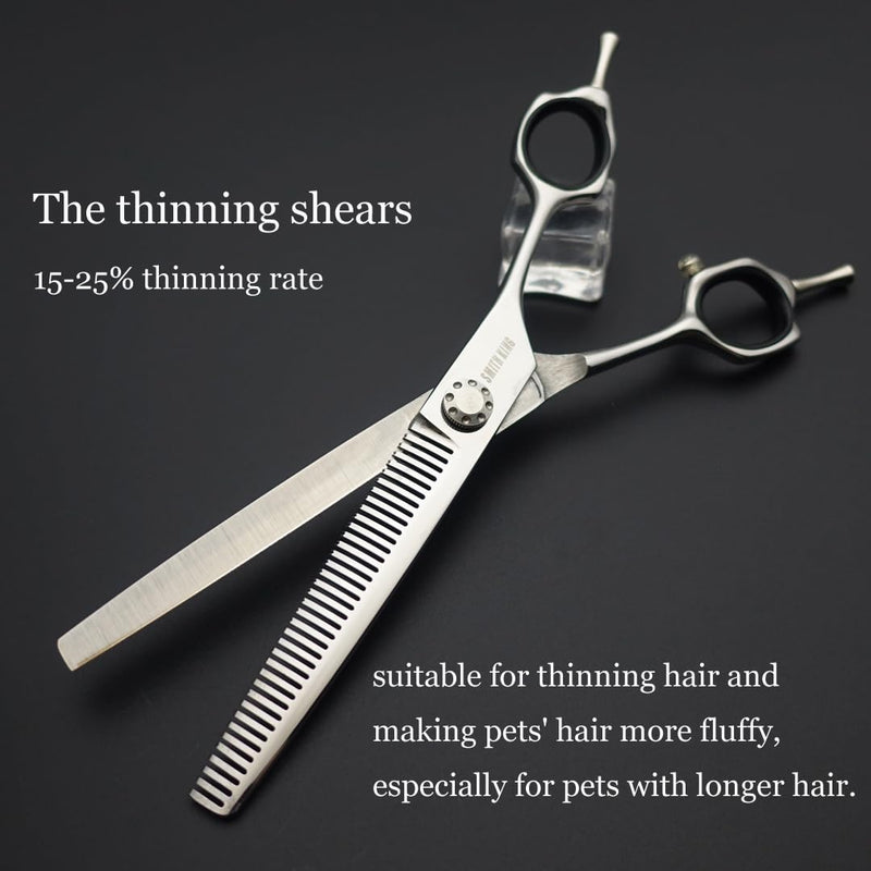 7 inches Safe Dog Grooming Scissors Set with Round Tip,Straight & Thinning & Curved Shears Set with comb for Dog & Cat Grooming human hair cutting (Black 4 in 1 with comb) Black 4 in 1 With Comb - PawsPlanet Australia