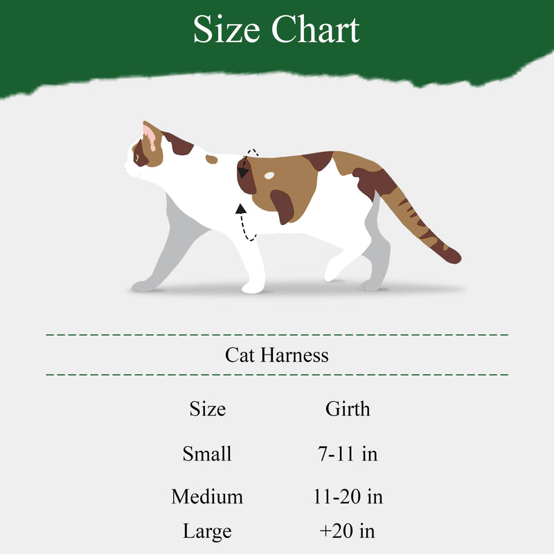 A1HC Escape Proof Cat Harness and Leash - Soft Adjustable Vest, Comfortable Mesh and Long Strips with Air Tag Pocket, Easy Control, Safe Walking Harness for Cats & Kittens - Dark Green (Small) Small - PawsPlanet Australia