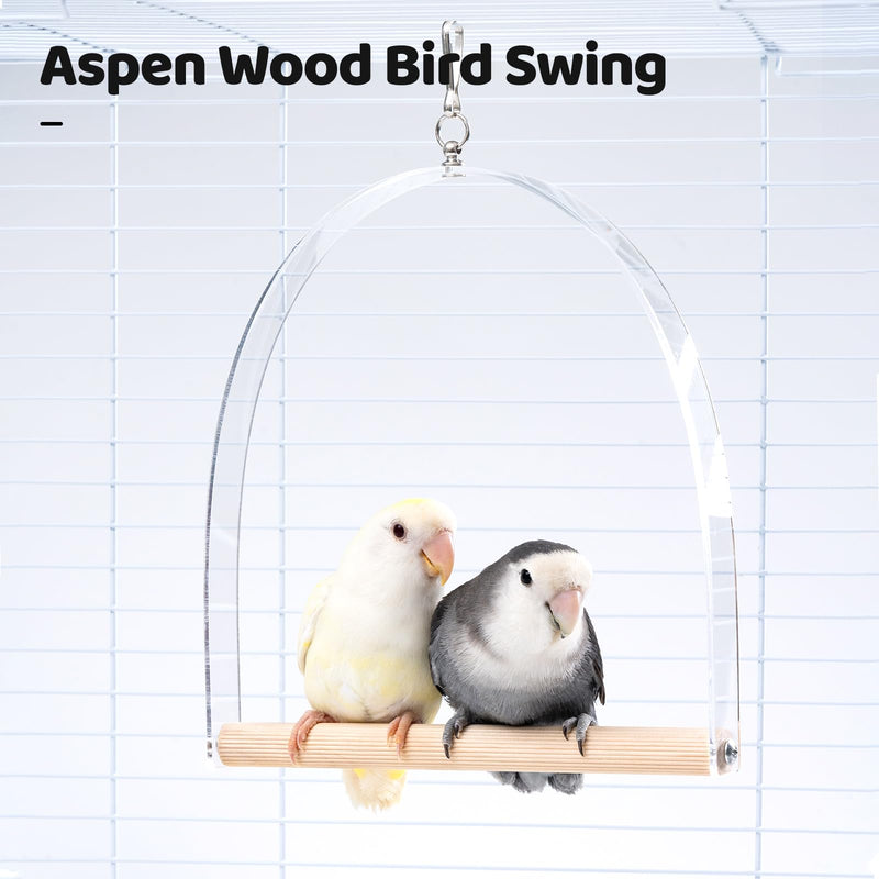 9" Hanging Bird Perch Toy for Cage, 360° Silent Free-Spin, Wooden Bird Cage Accessories, Relieve Boredom Anxiety, for Parrots, Parakeets, Cockatiels, Small to Medium Birds, with Poplar Swing - PawsPlanet Australia