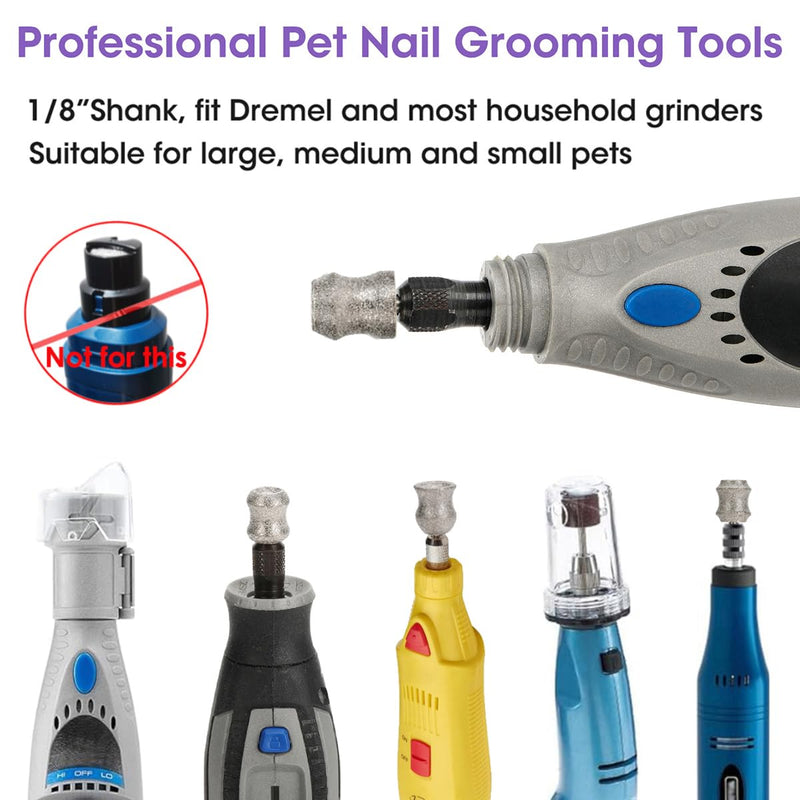 Dog Nail Grinder for Dremel - Safe and Painless Nail Trimmer Bits - 1/8" Pet Nail Grinder Wheel Work with Dremel Sanding Drums for Large Medium Small Dogs&Pets Nails Care Classic E - PawsPlanet Australia