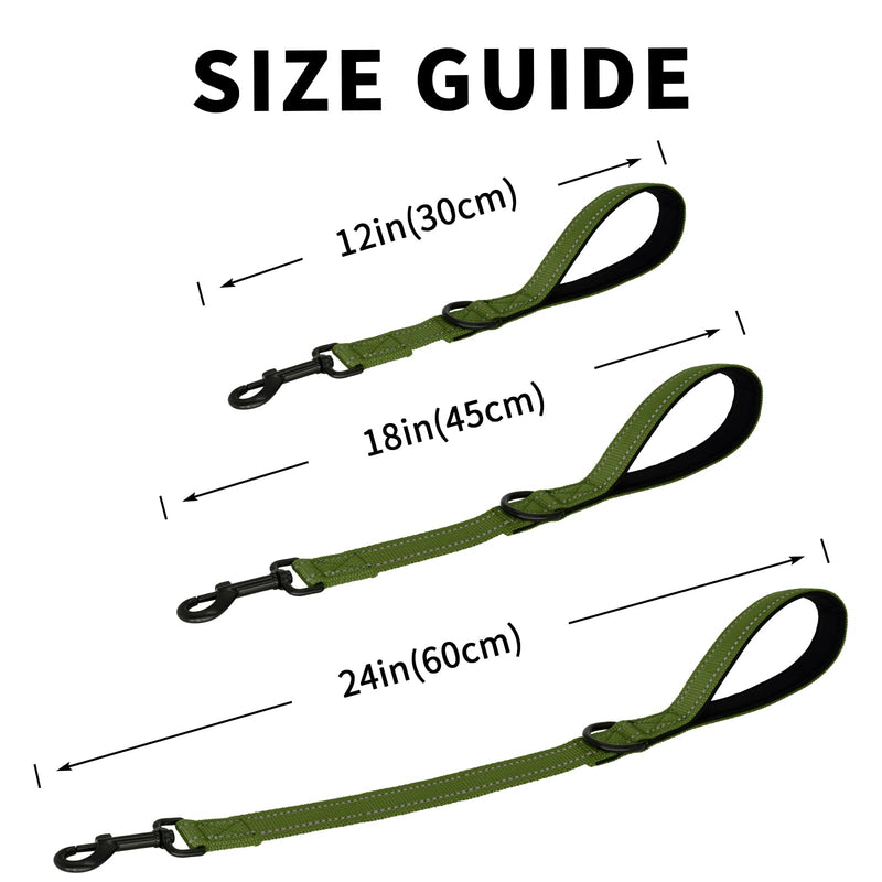 Giecoon Short Dog Leash, Reflective Traffic Leash with Padded Handle, 1 FT Nylon Training Leashes for Small Meidum Large Dogs, Green 12 Inch - PawsPlanet Australia