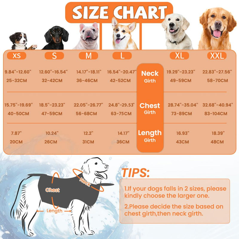 EMUST Dog Swimming Vest, Dog Life Jackets, Ripstop Dog Lifesaver with Rescue Handle, Adjustable Dog Flotation Vest for French Bulldog, Dachshund, Corgi, Orange, M Medium - PawsPlanet Australia