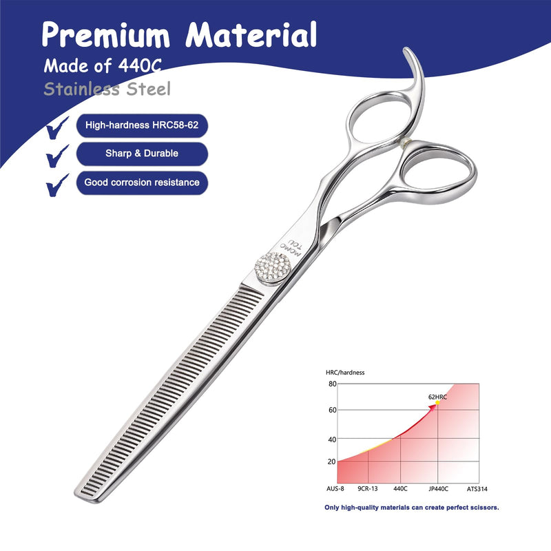 7'' Thinning Dog Grooming Scissors with Simulation Diamond 440C Stainless Steel Easy Use Polished Pet Dog Thinner Blender Shears for Groomers and Home Users Thinning Scissors 7'' - PawsPlanet Australia