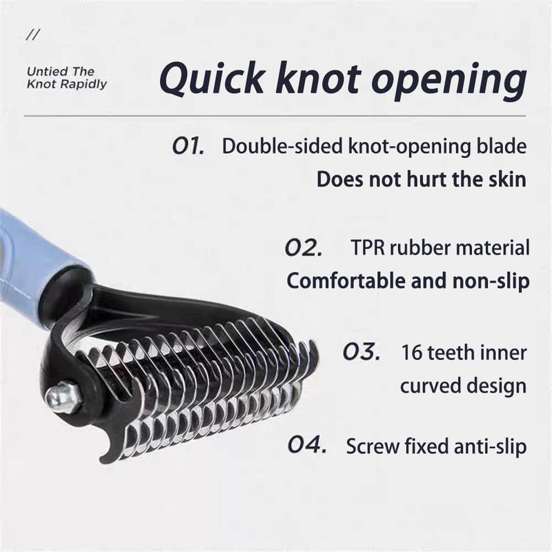 Pet Dematting Tool 2 Pack Double Sided Undercoat Rake & Dematting Comb for Cats and Dogs for Detangling Matted or Knotted Undercoat Hair (Black, Small) Black - PawsPlanet Australia