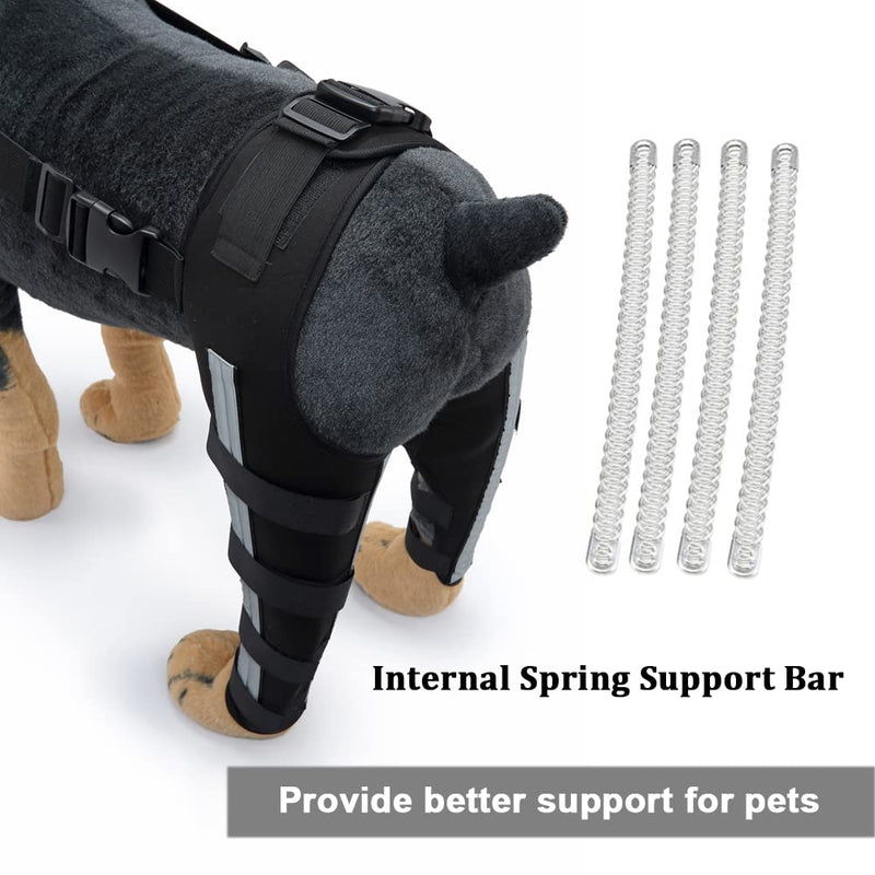 Dog Knee Brace Adjustable Dog Double Rear Leg Brace with Metal Hinged Flexible Support and Reflective Seat Belts Dog Acl Brace Hind Leg Black (M) Medium - PawsPlanet Australia