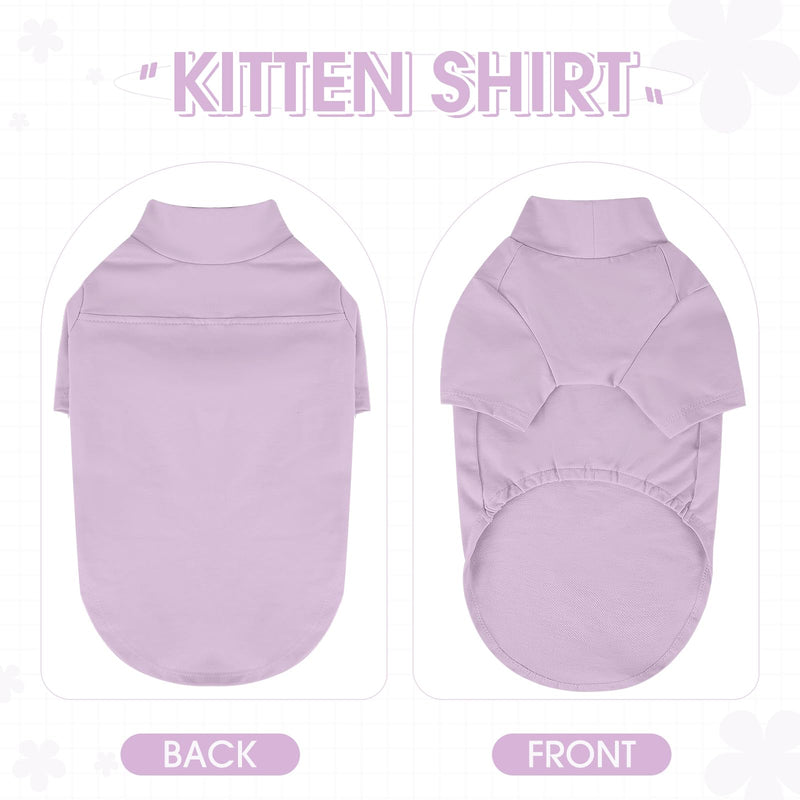 Sphynx Hairless Cat Clothes, Soft Cotton Pullover Turtleneck Shirt with Sleeves for Kitten Puppy Small Dogs, Cat Pajamas for All-Season - Purple XL X-Large - PawsPlanet Australia