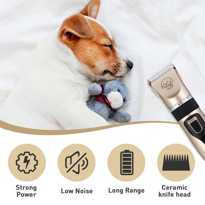 QOTSTEOS Dog Grooming Kit, Professional Dog Clippers, Low Noise, Cordless, USB Rechargeable, Easy to Clean, Lightweight, Suitable for Thick Hair/Coats, Pet Shaver Trimmer for Dogs, Adults & Pet Owners - PawsPlanet Australia