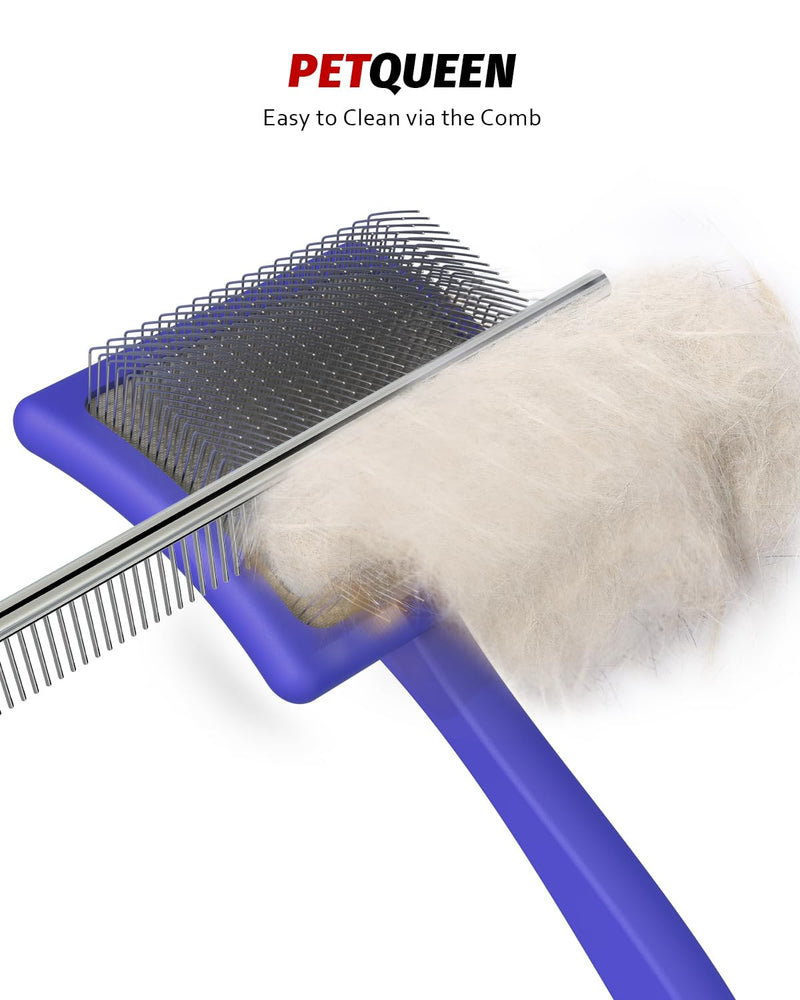 Dog Slicker Brush, Large Dog Brush, Professional Doodles Brush, for Poodles, Goldendoodles and Labradoodles, Easy to Remove Tangles, Mats and Fluff, Blue
