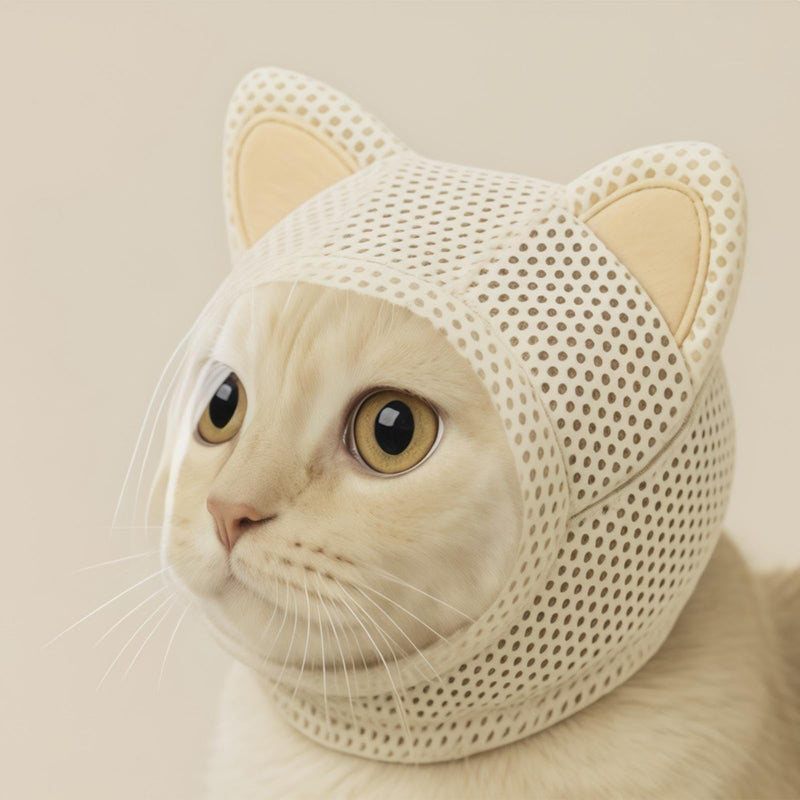 Cat Calming Muzzle for Grooming & Nail Trimming, Cats Calming Muzzle | Prevent Biting Head Cover | Breathable Cat Pet Cover | for Bath Nail Trimming Home Indoor Travel Scratching Outdoor Light Yellow S