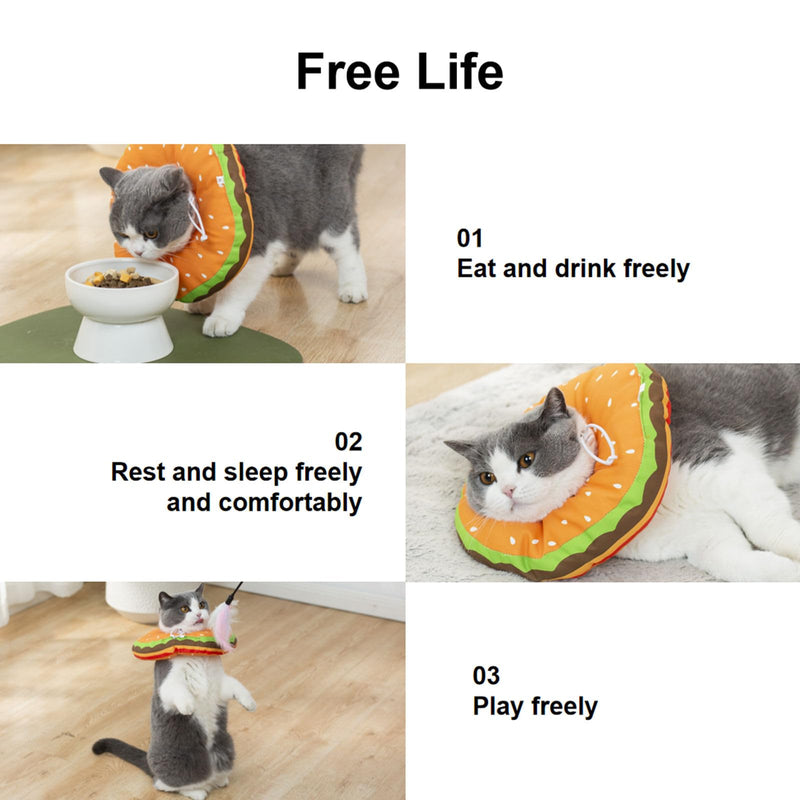 EWES Cat Cone Collar Soft M Size Alternative Neck Cones to Stop Licking Kitten Comfy Elizabethan Collars After Surgery Neuter Dog Donut Collar for Pet e Collar Recovery Shame Hamburger