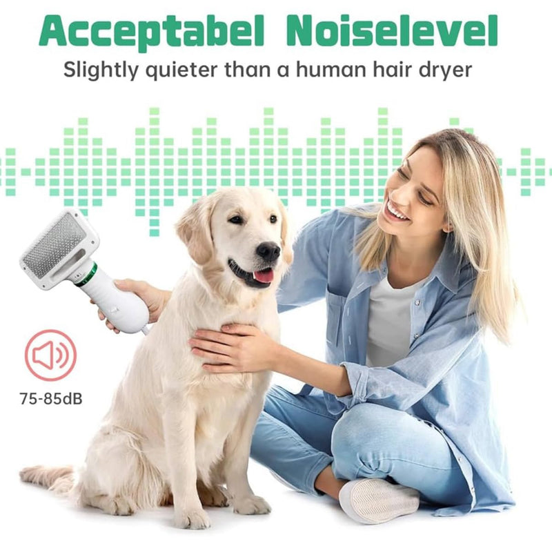 2-in-1 Dog Grooming Hair Dryer with Brush | Portable Pet Blow Dryer, Quiet & Adjustable Temperature | Ideal for Small & Medium Dogs and Cats - PawsPlanet Australia
