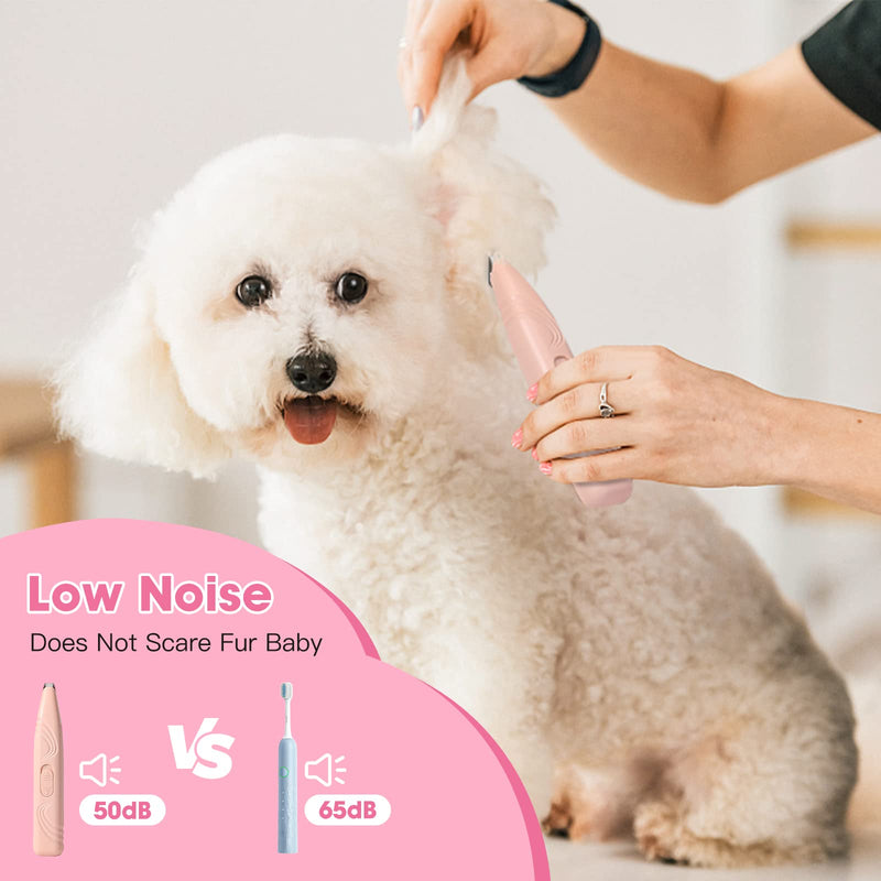 Dog Paw Trimmers, Cat Paw Clippers Low Noise Cordless Electric Mini Pet Clippers for Small & Medium Pets (Pink) Pink - PawsPlanet Australia