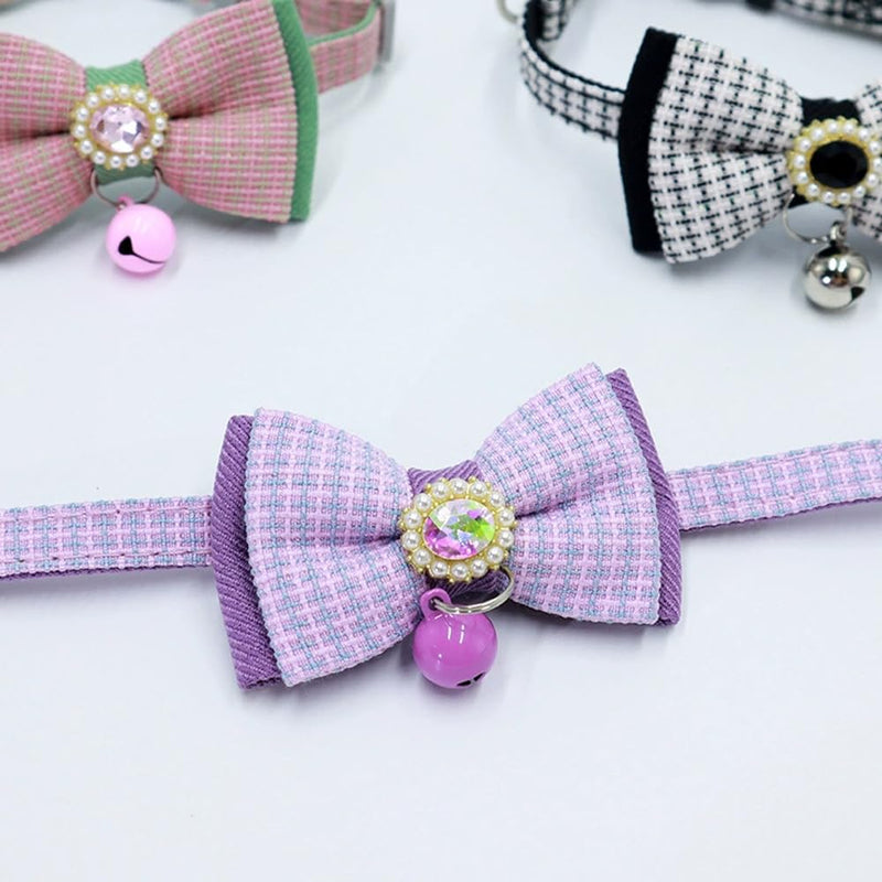 ETOPARS Pet Butterfly Collar, Butterfly Collar for Pets, Beaded Collar with Diamonds, Cat Collar with Detachable Bells, Purple-1