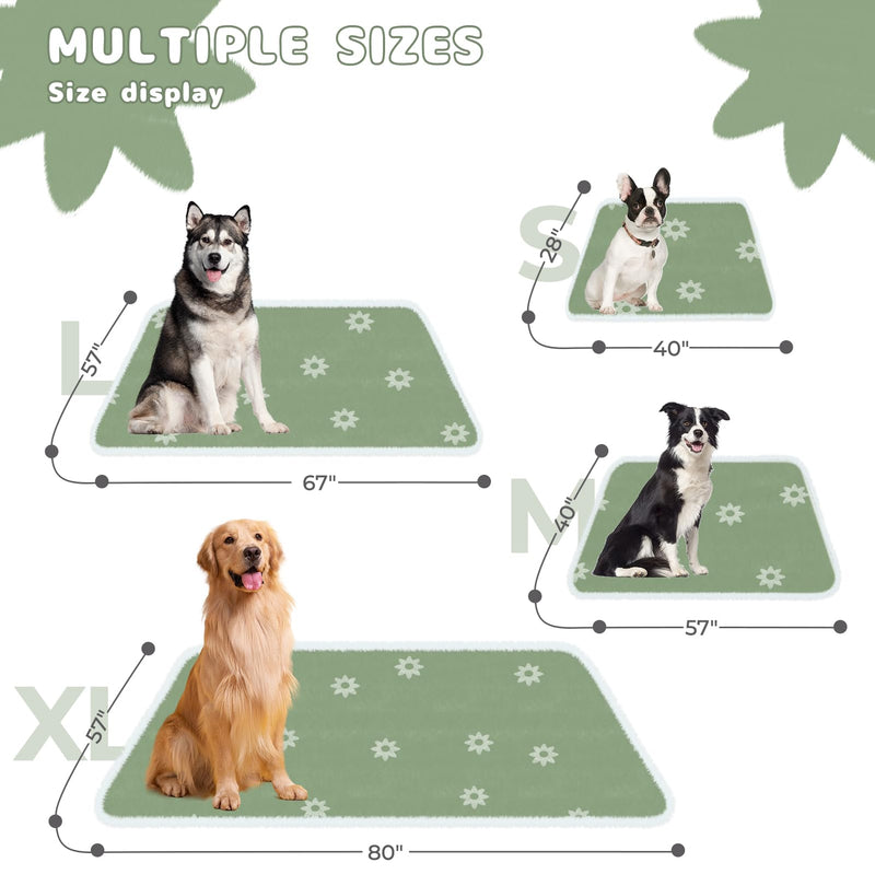 Luciphia Waterproof Pet Blanket for Medium Large Dogs Washable Fluffy Thick Jacquard Shag Fleece Warm Sherpa 3D Textured Flower Print for Cats Puppy Couch Protection (Green,57x40 inches) Green 57x40 inches - PawsPlanet Australia