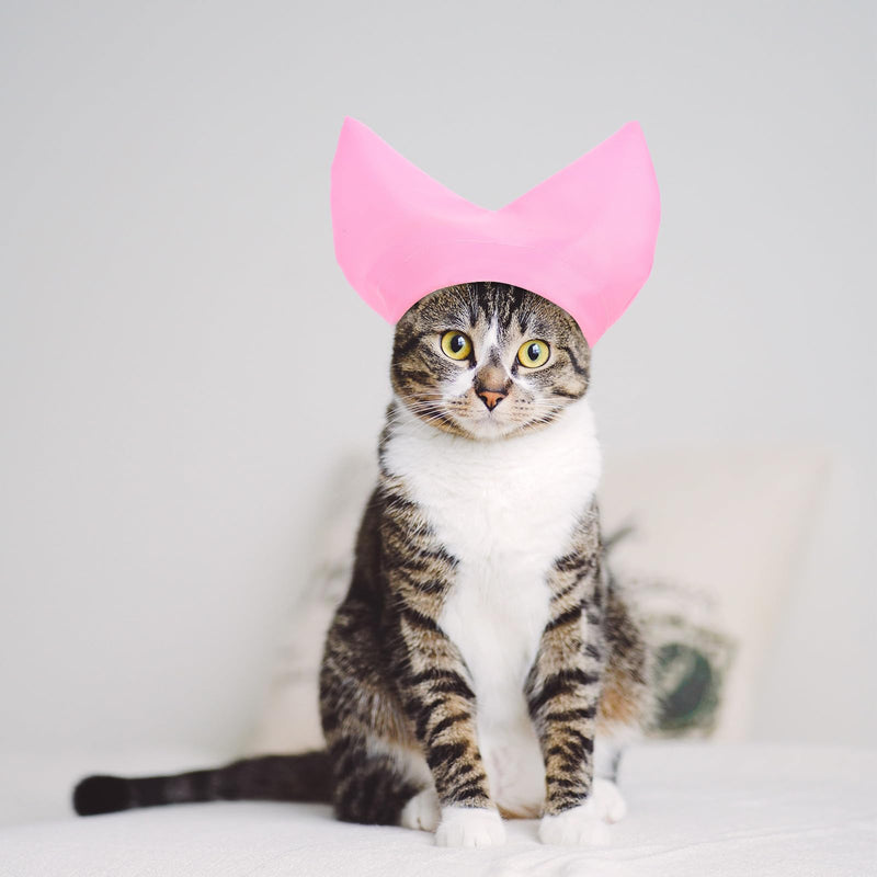 SOLUSTRE Cat Bathing Cap in Pink with Adjustable Fit and Ear Protection for Cats, Made of Polyester for Bathing and Swimming
