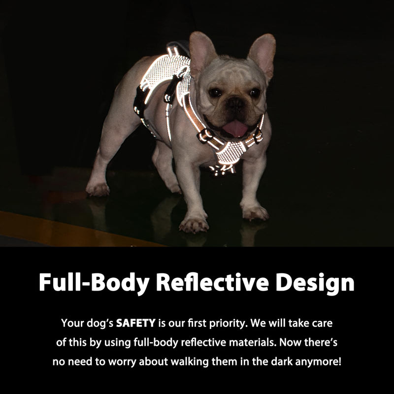 Huntboo Escape Proof Dog Harness, Escape Artist Harness, Reflective Dog Harness with Handle, Durable,Adjustable Vest for Small Medium Large Dogs Walking, Training, and Running Gear(Orange,S) Small(Pack of 1) Orange