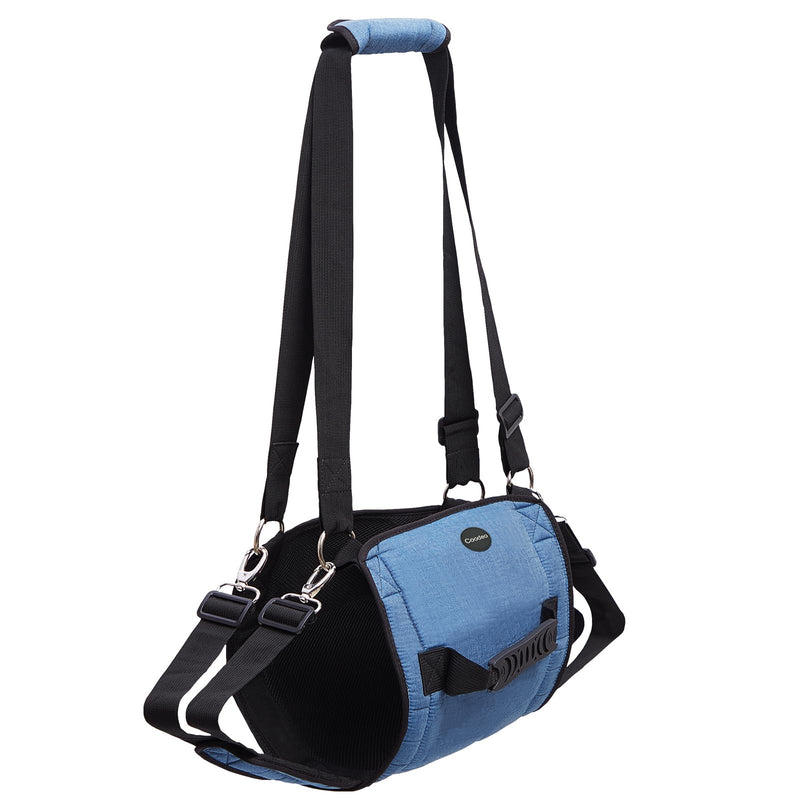 COODEO Dog Carry Sling, Emergency Backpack Pet Legs Support & Rehabilitation Dog Lift Harness for Nail Trimming, Dog Carrier for Senior Dogs Joint Injuries, Arthritis, Up and Down Stairs (L, Blue) Large - PawsPlanet Australia