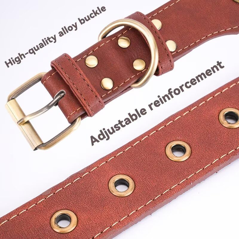 Leather Dog Collars for Small Dogs - Heavy Duty Adjustable, Durable PU Leather Collar for Small, Medium, Large, and Extra Large Dogs - Comfortable Fit with Quick-Release Metal Buckle Brown S Small (Neck: 14.0 - 19.0") - PawsPlanet Australia