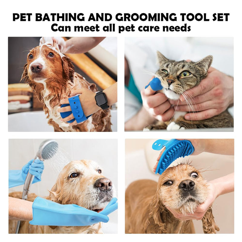 6 Pcs Pet Washing Grooming Kit,Includes Dog Washing Gloves,Dog Bath Brush,Dog Toothbrush Finger Sleeves,Cat and Dog Bathing,Supplies Silicone Material,Meet Pet Care Needs - PawsPlanet Australia